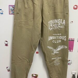 YoungLA Khaki Joggers with Graphic Design
